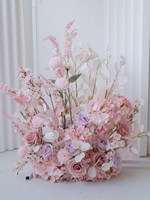 Bruiloftdecoratie Roze Zijden Bloemen Rijen Achterwand Set voor Evenementen en Feesten met Handgemaakte Duurzame Bloemendecoratie