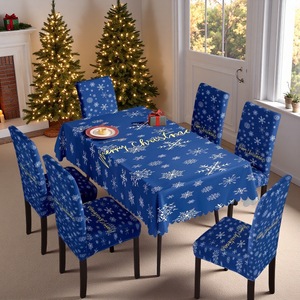Nouvelle nappe de Noël imprimée imperméable et housses de chaise – Ensemble de décoration festive pour les fêtes - Product Image 5
