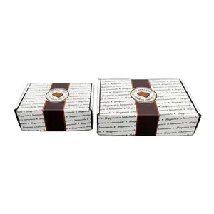 Caixa de papel para embalagem de brownies ecológicos, design vintage personalizado de alta qualidade, moda superior de 2024, marrom, para doces