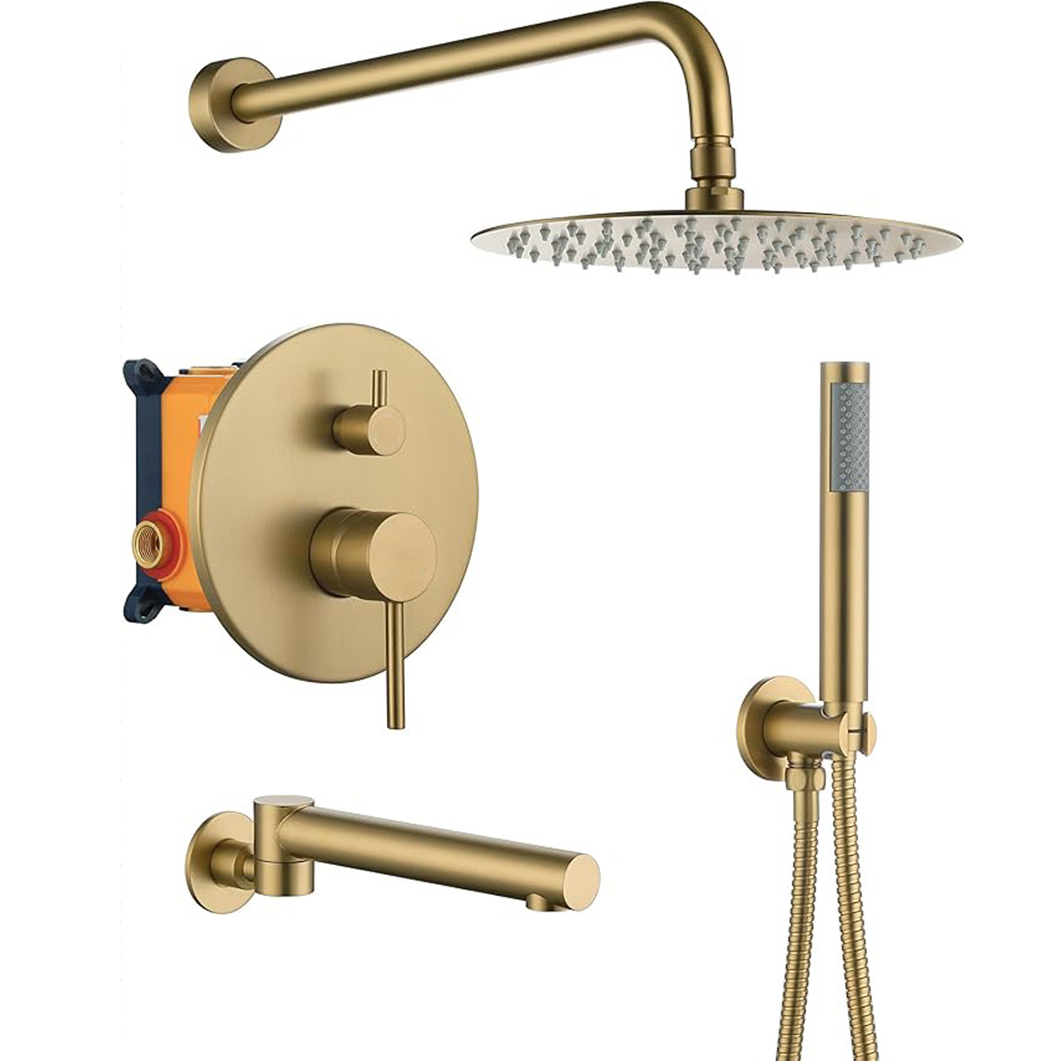 Brushed Gold 3 Function Thermostatic Shower System Exposed Shower ...