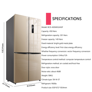 Wholesale Side-by-side <b>Refrigerator</b> Touch Screen Black Stainless Steel 4 Door French Refrigerated Equipment Refrig - Product Image 4
