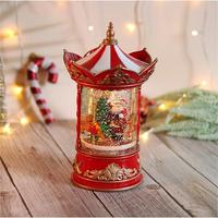 Lanterne de Noël lumineuse avec globe de neige, fonctionnant sur USB/piles, thème carrousel de fête foraine, pour mariage et événements