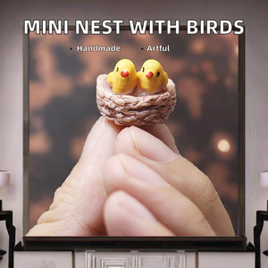 2020 New Handmade Mini Nest Birds Fairy Garden <b>Miniatures</b> Flatback Resin Kawaii Cartoon Birds Crafts Christmas Home Decoration - Product Image 2