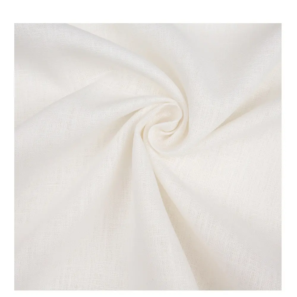 250 GSM 100% tejido de lino suavizado tela óptica blanca de alta calidad rollo de tela al por mayor para ropa tela transpirable