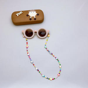 INS Korean New Children's Retro <strong>Sunglasses</strong> with Cute Hanging Neck Glasses Chain Glasses Box 3-Piece Set Sunscreen Tide - Product Image 4
