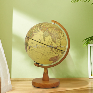 Bản Đồ Thế Giới Cổ 20Cm 8Inch Đế Gỗ Hình Cung Nhôm Quả Cầu Cổ Điển - Product Image 3