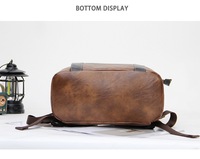Sac à dos vintage de style européen et américain en PU à motifs avec ruban contrastant, sacoche pour ordinateur portable