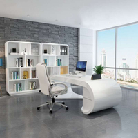 Nouveau design de bureau de direction demi-circulaire, bureau de direction blanc brillant, ensemble de bureau rond, table de bureau à domicile pour manager