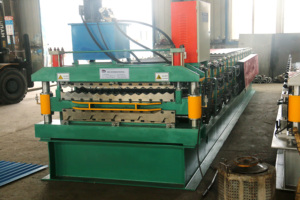 Doppelschichtige Metall-Stahl-Wellblech-Dachziegel-Bodenplatten-Rollformmaschine mit Kernmotor, Getriebe und Lager - Product Image 3