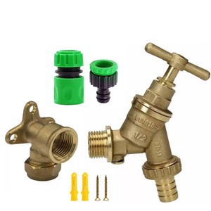 Outdoor Garden Tap Kit 1/<strong>2</strong> Inch BSP <strong>Hose</strong> Union With Brass Wall Plate Fixture Wall Mounted Outside <strong>Hose</strong> Fitting <strong>Set</strong> - Product Image 1