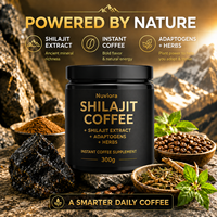 Café instantané au Shilajit en gros, marque privée OEM, 300g, extrait de Shilajit, adaptogènes, soutien énergétique, café au Shilajit