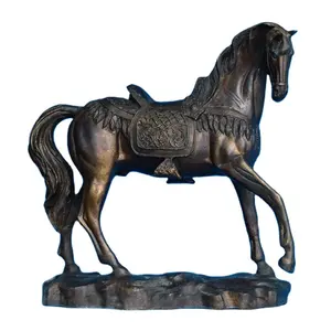 Escultura de caballo de metal de tamaño pequeño, estatua decorativa para el hogar, de bronce antiguo