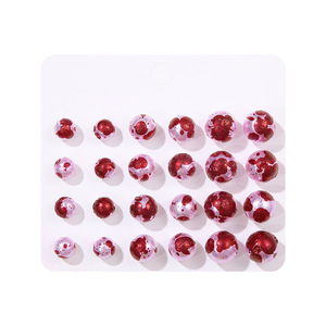 Christmas Horror Bloodstained Stud <b>Earrings</b> Imitation Pearl <b>Red</b> Paint Party Jewelry 12 Pairs - Product Image 4