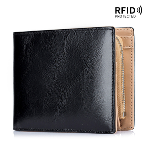 Hochwertige horizontale Vintage Männer pflanzlich gegerbte Leder Brieftasche kurze RFID-Blockierung Kreditkarten halter schlanke Falte Brieftasche Geldbörse - Product Image 2