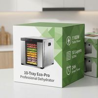Déshydrateur alimentaire commercial à grande capacité avec 10 plateaux, puissance de qualité industrielle et minuterie numérique