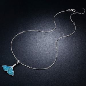 Collar de cadena de diseño barato delicado azul de alta calidad colgante de moda mujer amistad esmalte 925 collares de joyería de plata - Product Image 6