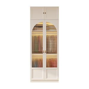 Armoire étroite de couleur crème pour l'entrée du salon, armoire de présentation multifonctionnelle en verre pour le couloir - Product Image 6