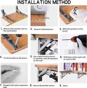 20 인치 접이식 선반 브래킷, 헤비 듀티 벽걸이 형 선반 브래킷, <span class=keywords><strong>2</strong></span> 팩, 블랙 - Product Image 5