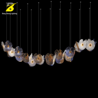 Lustre moderne de luxe en verre coloré, luminaire suspendu floral créatif personnalisé pour hall d'hôtel, décoration de salon