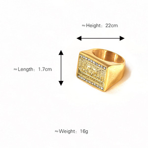 Bague en Acier Titane Plaqué Or 18K, Dernière Cène, Judas, Treize Apôtres, Bague Tendance pour Homme, <span class=keywords><strong>Relief</strong></span> Zirconia, Anti-ternissement - Product Image 4