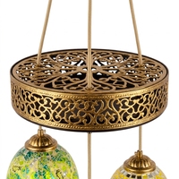 Lustre LED vintage en fer doré fait main, style arabe exotique, taille moyenne, suspension pour salle à manger
