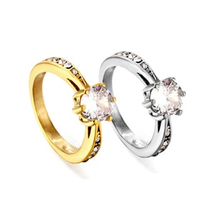 Custom Personalized Jewelry <b>Ring</b> Wedding Gift Gold Plated Stainless Steel Zircon Charm <b>Rings</b> for Women - Product Image 2