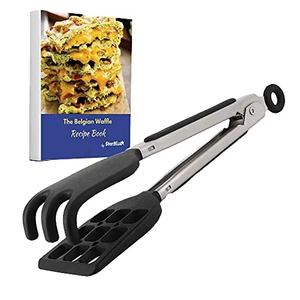 YIGO 9-Inch <strong>Mini</strong> Slotted Spatula Locking Stainless Steel Kitchen <strong>Tongs</strong> BBQ Serving Food <strong>Tongs</strong> with Silicone Cooking Tool - Product Image 1