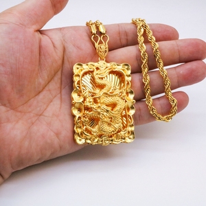 생생한 동물 용 디자인 24k 금도금 보스 펜던트 목걸이 로프 체인 남성용 주얼리 선물 - Product Image 3