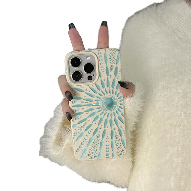 Creative Sun Totem TPU Frosted Chinoiserie Design Multi Colors Protective Mobile Phone Case 16promax/15/14plus/13p/12 Shockproof