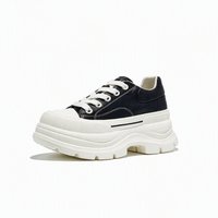 Baskets Chunky à Plateforme à Lacets, Semelle Épaisse, Chaussures Décontractées à Bout Rond en Cuir, Chaussures de Marche Tendance pour Femmes, Prise en Charge OEM ODM