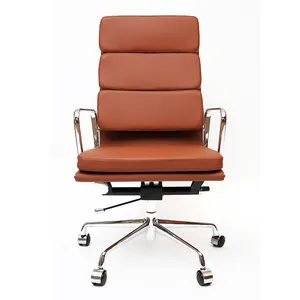 Designer Vintage Lederen Hoge Rugleuning Aluminium Basis Executive Draaibare Ea219 Bureaustoelen