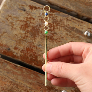 Fermaglio per Capelli Dorato Stile Antico con Gemme Placcate Oro, Portasigarette Multi-Foro, Clip per Fumo - Product Image 2