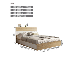 Wholesale Solid Wood Hotel <b>Bed</b> <b>Frame</b> & <b>Mattress</b> <b>Set</b> With Headboard & Nightstands Economy Bedroom Furniture for 3-Star Hotels - Product Image 6