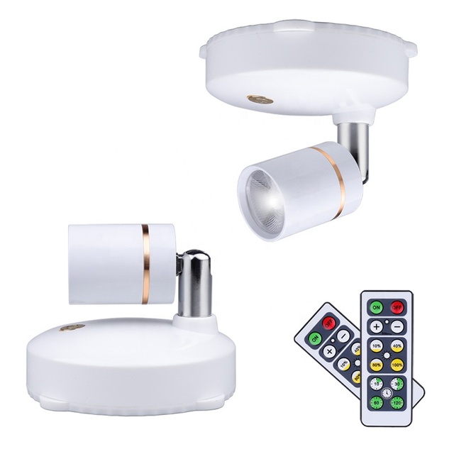Wireless Spot Lights Battery Operated Mini Picture Lamps Indoor Dimmable LED Spotlight with Remote Rotatable Artwork Lighting