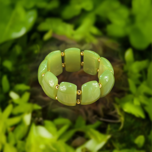 Fashion <b>Beaded</b> <b>Bracelets</b> Green Stone PVD <b>Gold</b> Plated 316L Stainless Steel Sustainable Resistant Jewelry - Product Image 3