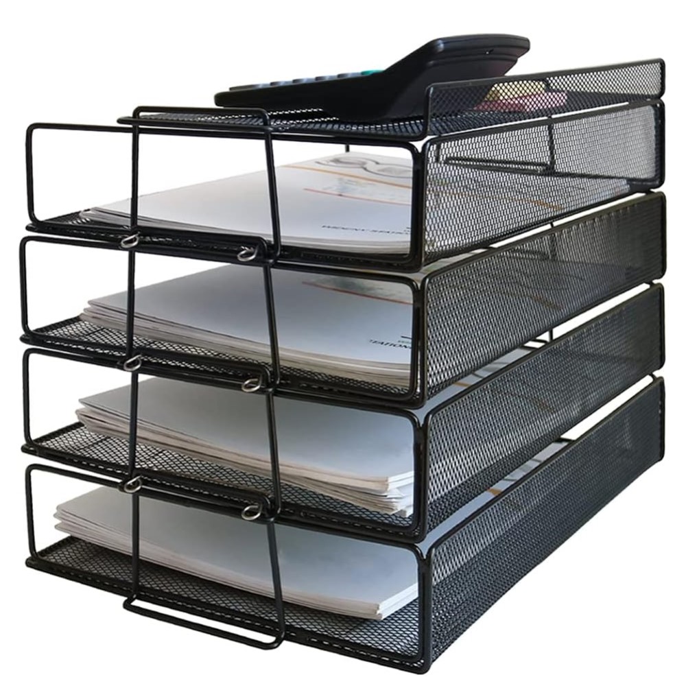 EasyPAG 6 Tier A4 Mesh in Tray Hangende Muur Bestandshouder Mail Organizer Tijdschrift Opbergrek Upgrade, Wit