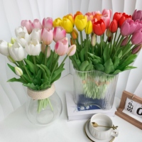 Bouquet de fleurs artificielles en PVC de haute qualité, imperméables, au toucher réel, tulipes roses et rouges pour salon, Halloween, fête des mères