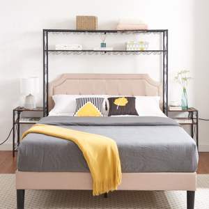 DB <b>Queen</b> <b>Bed</b> Frame with 2 Nightstands Storage Cabinet Easy Assembly Bookcase Headboard Panel Wood Style <b>Queen</b> <b>Size</b> Furniture Set - Product Image 6
