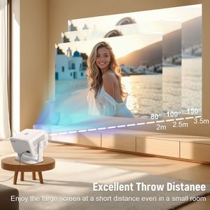 Nouveau projecteur domestique intelligent portable 2025 avec système Android 13, Wi-Fi, vidéo 4K, 1080P et IA, avec support de plafond - Product Image 5