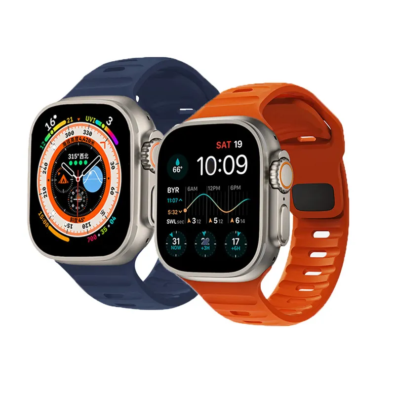 Bracelet de montre en silicone doux au toucher pour Apple Watch Ultra Sport utiliser un bracelet de montre au toucher cutané