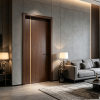 Porte intérieure élégante en WPC noyer, design moderne, insonorisée et étanche, idéale pour chambre, villa, hôtel, résidence