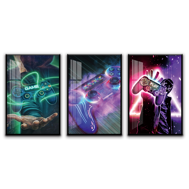 Gamer Room Gamepad Game Abstract Colorful Canvas Painting Posters Print Wall Art Picture Boy Bedroom Gaming Room Home Still Life