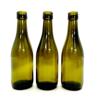 Minibotella de licor de vidrio color verde antiguo, botella de vidrio para vino, 187 ml