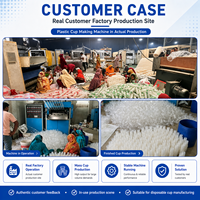 Mesin Pembuat Gelas Plastik PP PS PET Terkendali PLC CE 25-45 Siklus/menit Mesin Thermoforming Otomatis Penuh Lini Produksi Gelas