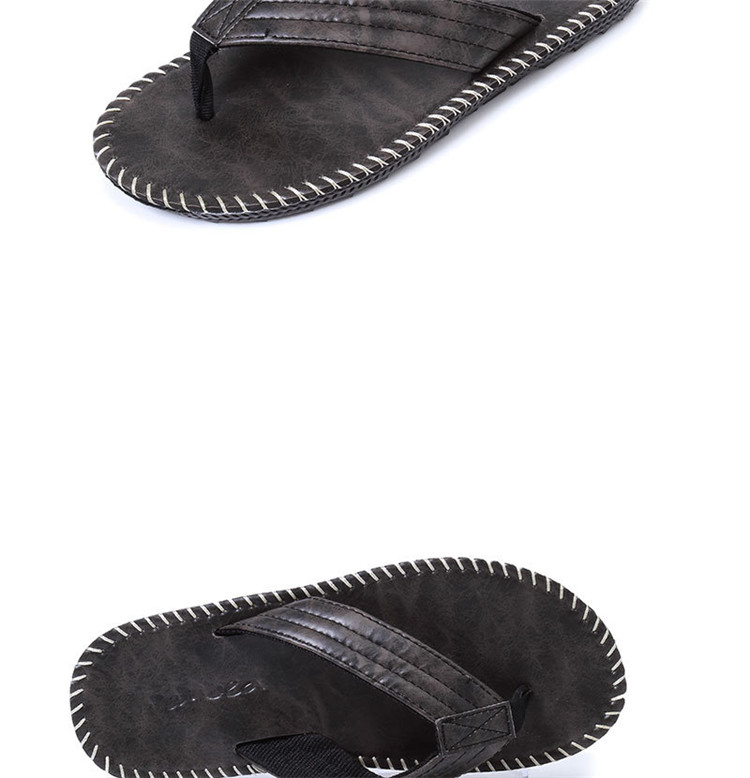Summer Flat Men Sandals Shoes Breathable Beach Slippers Casual Shoes Non-slip PU Leather Flip Flops