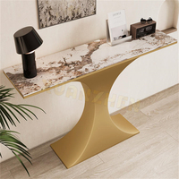 Table console moderne en acier inoxydable Xuanzhen avec plateau en pierre frittée pour salon et entrée