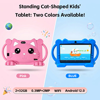Nouvelle tablette éducative pour enfants Green Choice avec poignée en forme de chat, 7 pouces, Android 12, 2 Go de RAM, 32 Go de ROM, alimentée par énergie solaire, économe en énergie