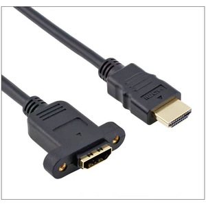 HDMI Male To Female Extension Cable With <b>Screw</b> Holes Black <b>Copper</b> Wire For TV Line Connection - Product Image 4