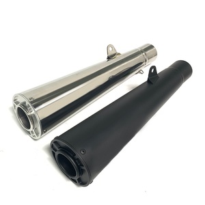 La Chine fournit un silencieux d'échappement de moto modifié entièrement compatible avec le tuyau d'échappement noir en acier inoxydable classique à rangée droite - Product Image 1