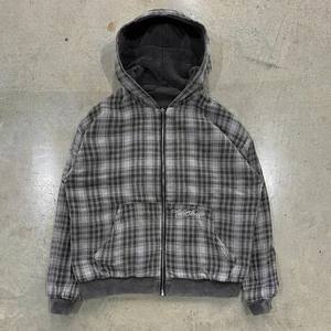 Sweat à capuche zippé pour homme, personnalisé, en gros, en flanelle de coton épaisse, à carreaux, style vintage grunge streetwear, double couche - Product Image 1